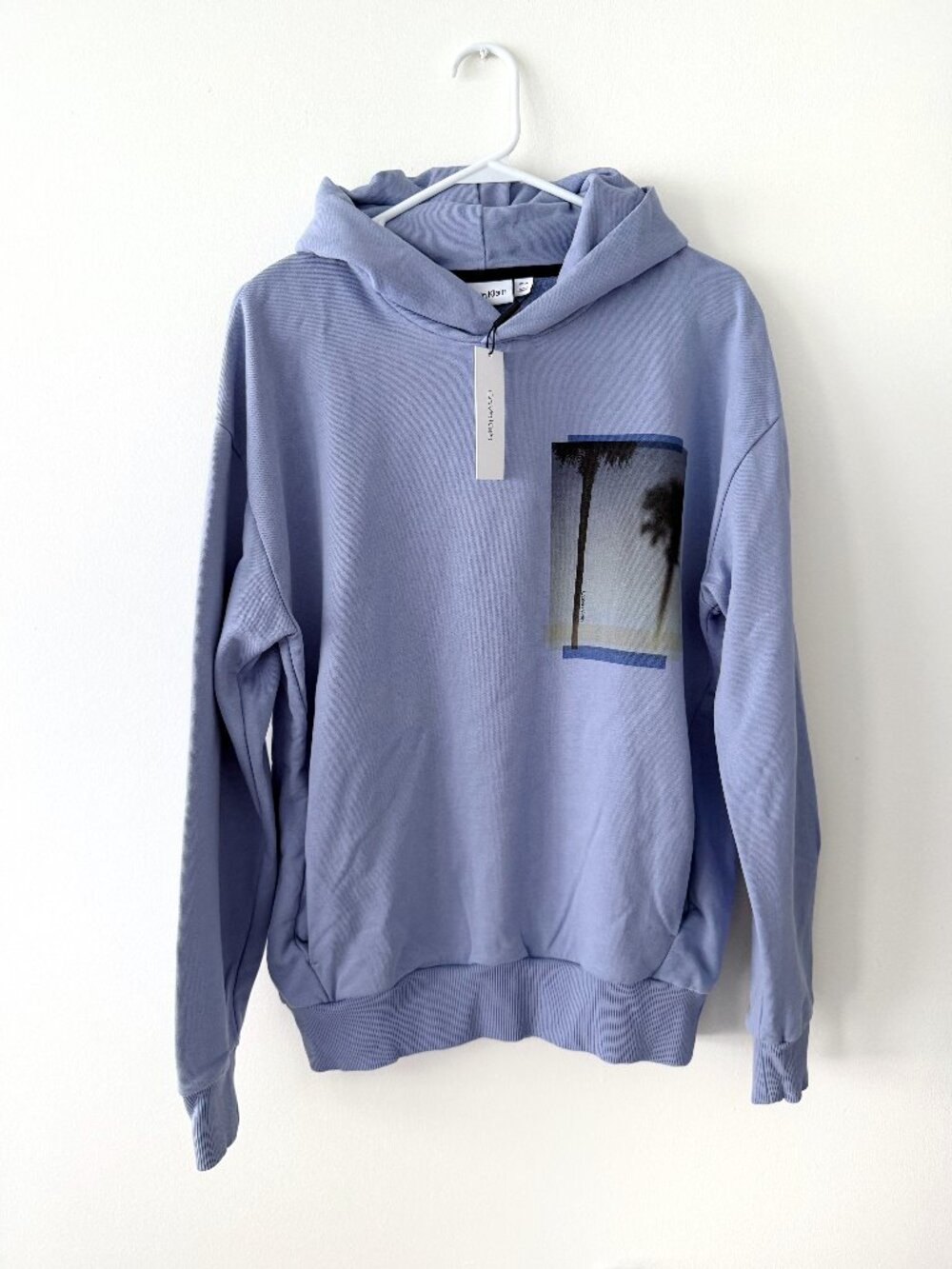 Calvin Klein Men’s Soft Blue Graphic Hoodie Med NWT